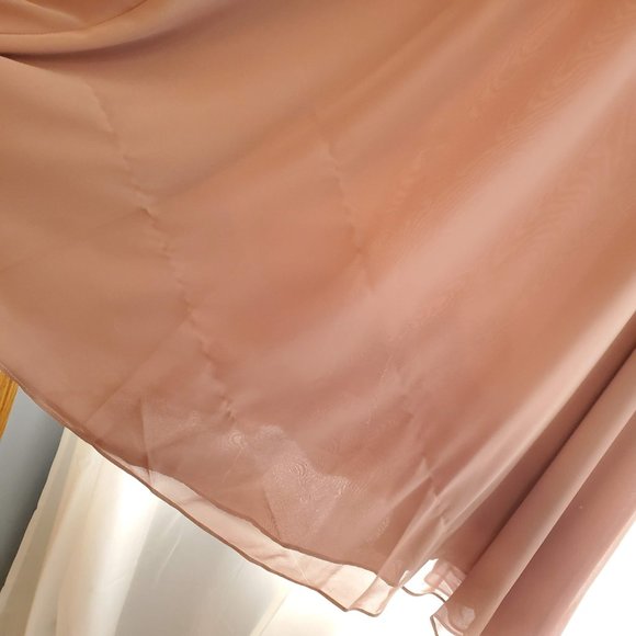 Mori Lee Chiffon Fawn Grad or Bridesmaids Dress Off the Shoulder Size 8 - Picture 12 of 12